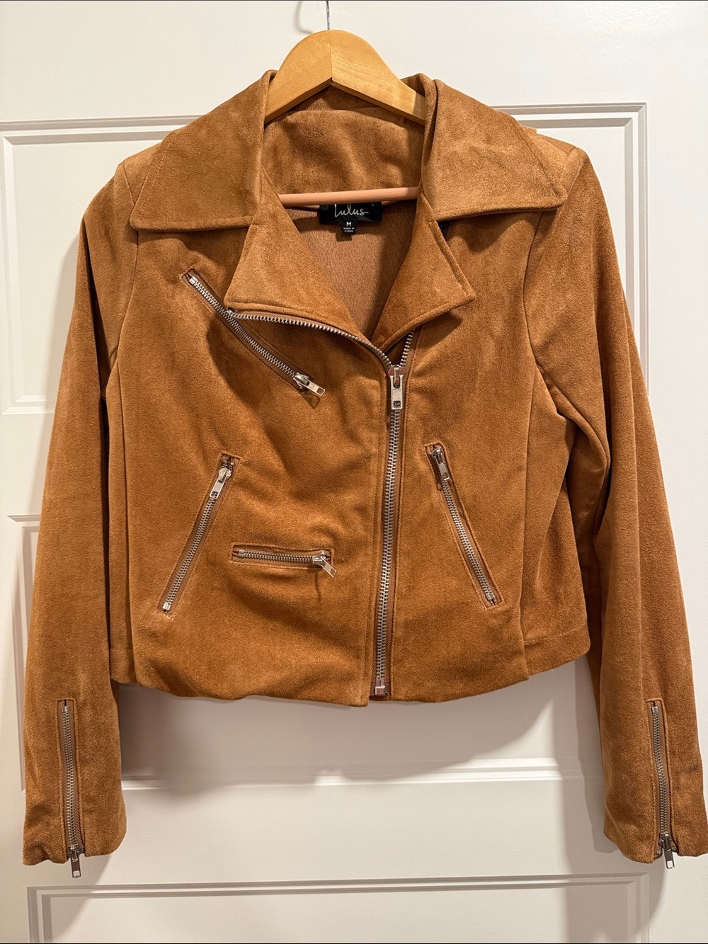 Lulu's Cognac Suede Moto Jacket